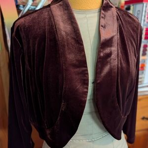 NWT LEMMIE for Nina Leonard Vintage 2000's Brown Velvet Bolero Cropped Jacket